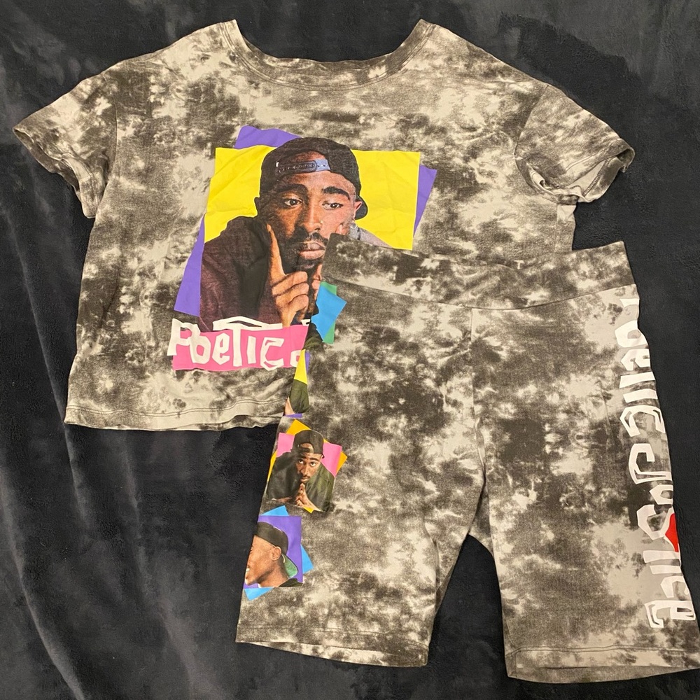 Poetic Justice T-shirt and Biker Shorts Set size L